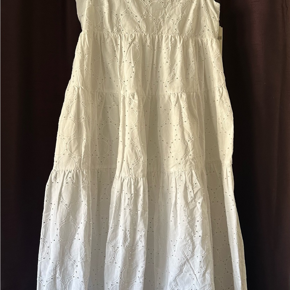 Anthropologie White Sleeveless Tiered Maxi Dress
